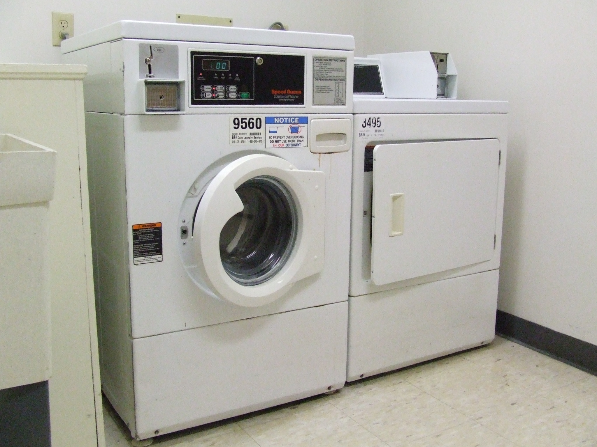 Washer and dryer with front loading.