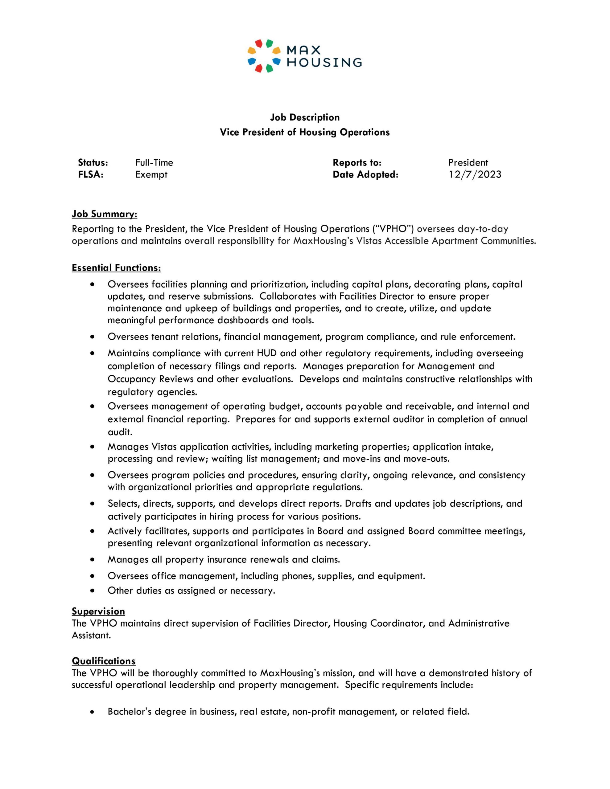 MaxHousing Vice President of Housing Ops Job Description.Final.12.07.23
